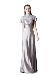 Sexy High-Neck Pleated Lace Cocktail Polyester Short Sleeves Evening Dress/Bridesmaid Dress/Wedding Party Dress 