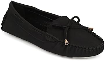 Misbehave CF74 Women Leatherette Bow Tassel Slip On Moccasin Flat - Black (Size: 7.0)