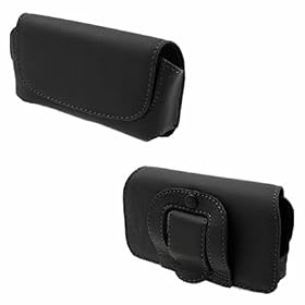 Housse �tui coque cuir v�ritable pour Apple iPhone v1 2g 3g 3gs 4 - Holster luxe - Fixation ceinture - Noir