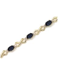 14K Yellow Gold Oval Sapphire and Diamond Bracelet by Jewelry Mountain