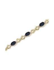 14K Yellow Gold Oval Sapphire and Diamond Bracelet
