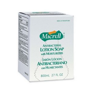 GOJO MICRELL Antibacterial Lotion Soap Refill, Unscented Liquid, 800-ml, 12/ctn