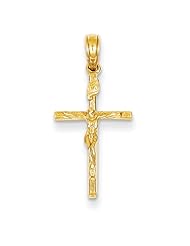 14k Yellow Gold Timeless Two-Tone Hollow Crucifix Pendant