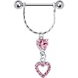 Pink Cubic Zirconia Heart Nipple Shield