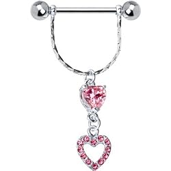 Pink Cubic Zirconia Heart Nipple Shield