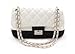 Ecosusi Women Fashion Sythetic Leather Purse White and Black Diamond Quilted Office Shoulder Handbags