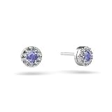 14K White Gold Genuine Round Tanzanite Earrings
