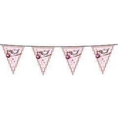 Wimpelkette Storch rosa, 6 Meter