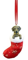 Santa's Little Pals Chocolate Labrador Stocking Christmas Ornament