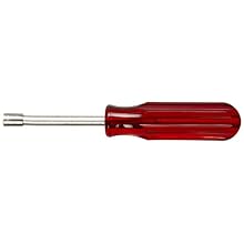 Xcelite HS8V Full Hollow Shaft Nutdriver with Bright Finish, 7" Hole Depth, 1/4" Blade Diameter, 3-1/8" Working Length, Red Handle, Carded