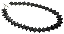 16 inch Diamond Shaped Black Oxyx 12mm Necklace Sterling Silver