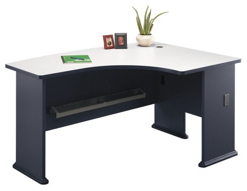 Buy Cheap Bush Furniture Series A Right Corner L-Shape Bow Front Wood Desk in Slate