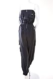 Do & Be Zipper Snap Button Cargo Pocket Cropped Strapless Tube Jumper Jumpsuit