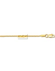 14K 16" Yellow Gold 1.2mm Polish Diamond Cut Round Wheat Chain With Lobster Clasp