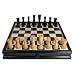 Modern Chess Set with 15" Distressed Wooden Board with Pull-Out Drawers & Weighted Modern Pieces