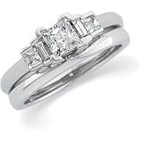 14K White Gold Diamond Wedding Set - 1.12 Ct.