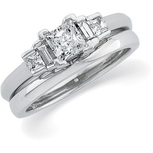14K White Gold Diamond Wedding Set - 1.12 Ct.