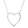 Heart Necklace With Genuine Clean Diamonds Well Made in 14K White Gold Length 18in