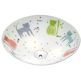 Kinderzimmerleuchte Deckenleuchte Glasschirm mit Katzenmotive Ø 390mm