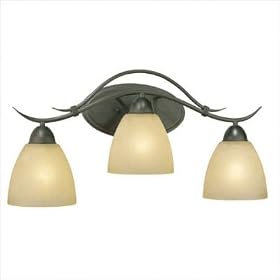 Limestone Vanity Wall Sconce in Painted Bronze and Wrought Iron Bulb Type: Energy Star