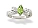 14K White Gold Genuine Marquise Peridot and Diamond Bow Ring