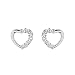 .925 Sterling Silver Rhodium Plated Open Heart CZ Stud Earrings with Screw-back for Children