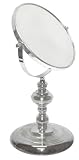 Aquatico Garda Double Face Adjustable 5X Pedestal Vanity Mirror, Disc Stem, Chrome