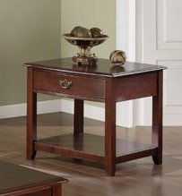 End Table with Drawers Cherry Finish