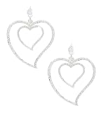 G by GUESS Double Heart Dangle Earrings, SILVER