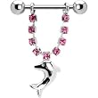 Pink Gem Dolphin Nipple Ring