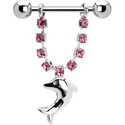 Pink Gem Dolphin Nipple Ring
