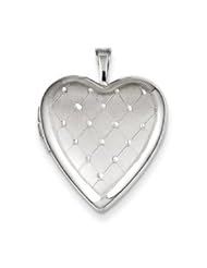 Genuine IceCarats Designer Jewelry Gift Sterling Silver 20Mm Quilt Design Heart Locket