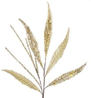 RAZ Imports - Gold Glittered Leaf Spray 28"
