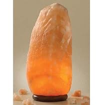 Salt Crystal Lamp with Wooden Pedestal, 10-16lbs, ~12in height