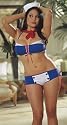 Dreamgirl Women's Dreamgirl Weekend Pass Lingerie Set - 4805,Blue/White/Red,One Size Queen