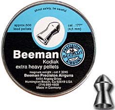 Beeman Kodiak Extra Heavy .177 Cal, 10.6 Grains, Pointed, 500/Tin