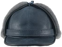 Zavelio Men's Shearling Sheepskin Elmer Fudd Visor Earflap Trapper Fur Hat