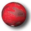 Red Mars Marble with 3 Color Mountains & Ice Caps, 5 In A Pouch, Half Inch Diameter