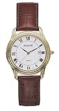 Avalon Men's Classic Gold Tone Round Date Leather Strap Watch # 1351