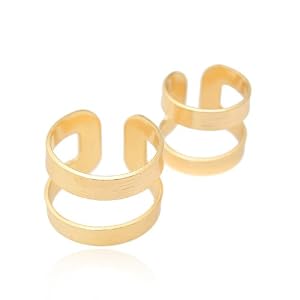 Brush Metal Two Set Above Knuckle Ring (Gold Plated)
