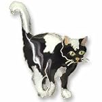 black and white cat pin