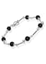 Beckoning Genuine 925 Sterling Silver Onyx Beads Womens Bracelet 7.5" With Toggle Clasp
