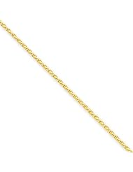 1.5mm, 14 Karat Yellow Gold, Diamond-Cut, Round Wheat Chain - 8 inch
