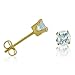 14K Yellow Gold Round Aquamarine Stud Earrings (4 title=