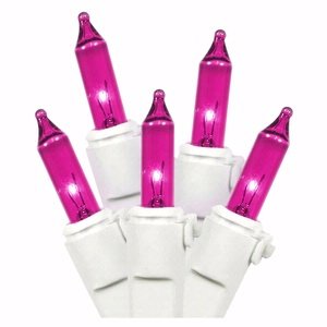 Vickerman 10028 - 100 Light White Wire Pink Icicle Light Christmas Light String Set (W6W4328)