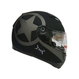 TMS Star Matte Black Dual Visor Full Face Motorcycle Helmet w/ Smoke Sun Shield (Extra Large)