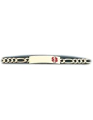 10K Yellow Gold Medical Alert ID Figaro Chain Bracelet - Length 7 Inch