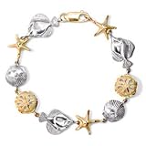 14KT Two Tone Gold Seashell Story Bracelet