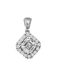 14K White Gold 0.59cttw Round Diamond Pendant