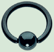 Titanium Black Ball Closure Ring with Hematite Bead 14gauge by 7/16 inch